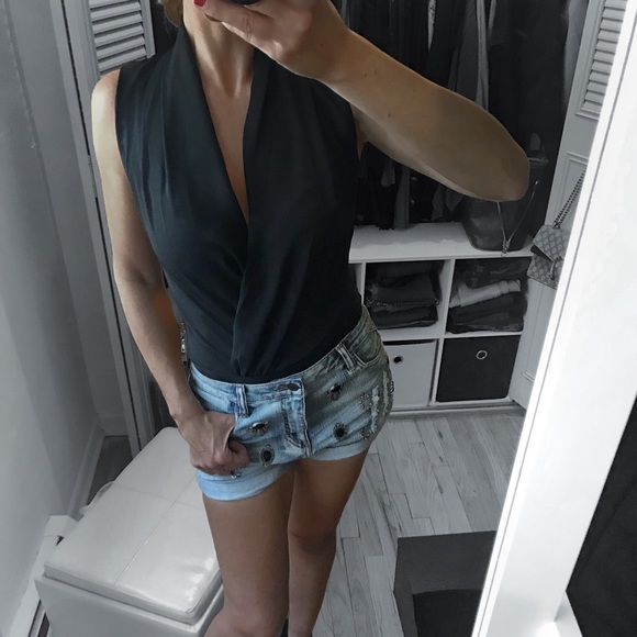 Tops - LAST 1▪️Black Chantelle Drape Bodysuit